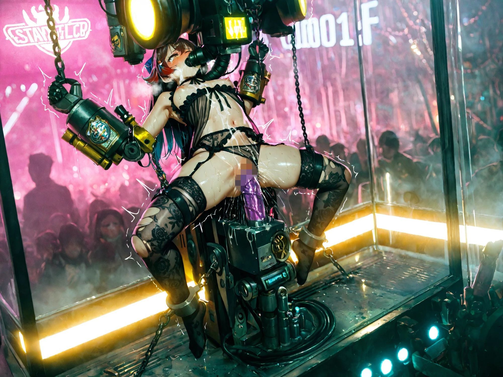 sexマシーン試作品展示会でデモンストレーションされる女の子 サンプル3