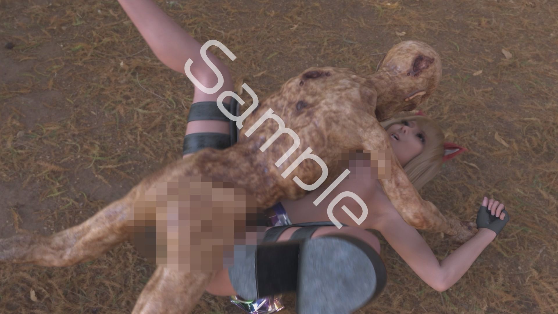 【△100】友梨が主人公のMMORPG『編隊コレクション:Re』ゲーム動画(Vol.11:ゾンビの集団によるレ○プ被害に遭ってしまう:正常位でおっぱい丸出し!) サンプル5